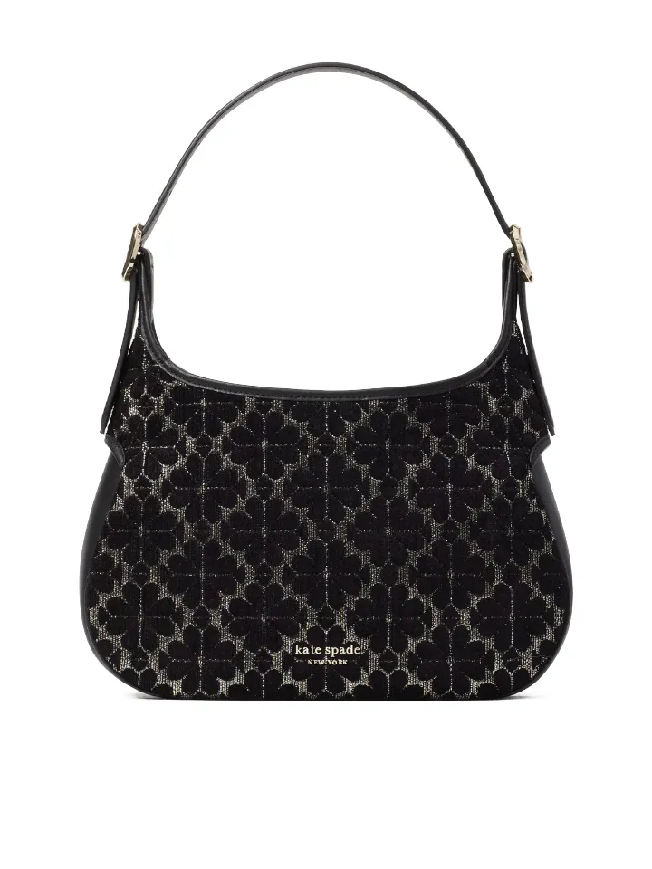 Kate Spade Flower Jacquard Metallic Penny Small Hobo Black Multi