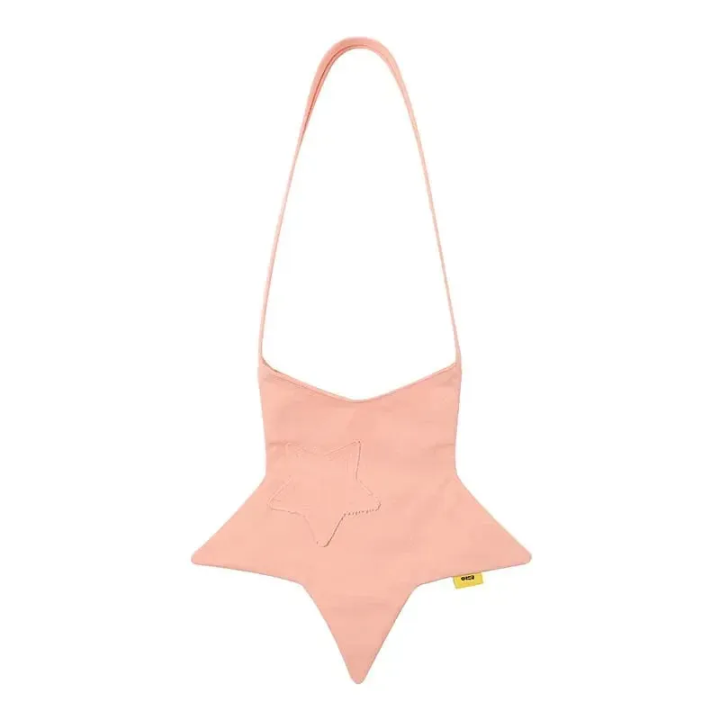 Kawaii Bag Star Shape Messenger Bag Women Y2K Vintage Crossbody Bag Strap Girls Bag Korean Designer 2000s Aesthetic Shoulder Bag