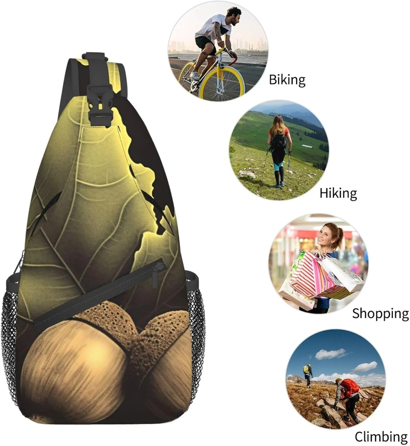KHiry Sling Bag for Women Men Crossbody Bag Small Sling Backpack Snowy Owl Eyes Chest Bag Hiking Daypack