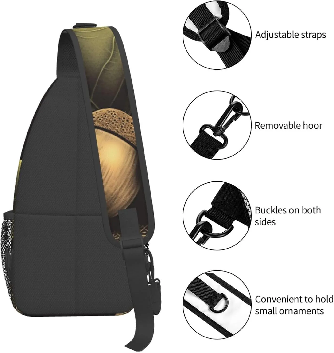 KHiry Sling Bag for Women Men Crossbody Bag Small Sling Backpack Snowy Owl Eyes Chest Bag Hiking Daypack
