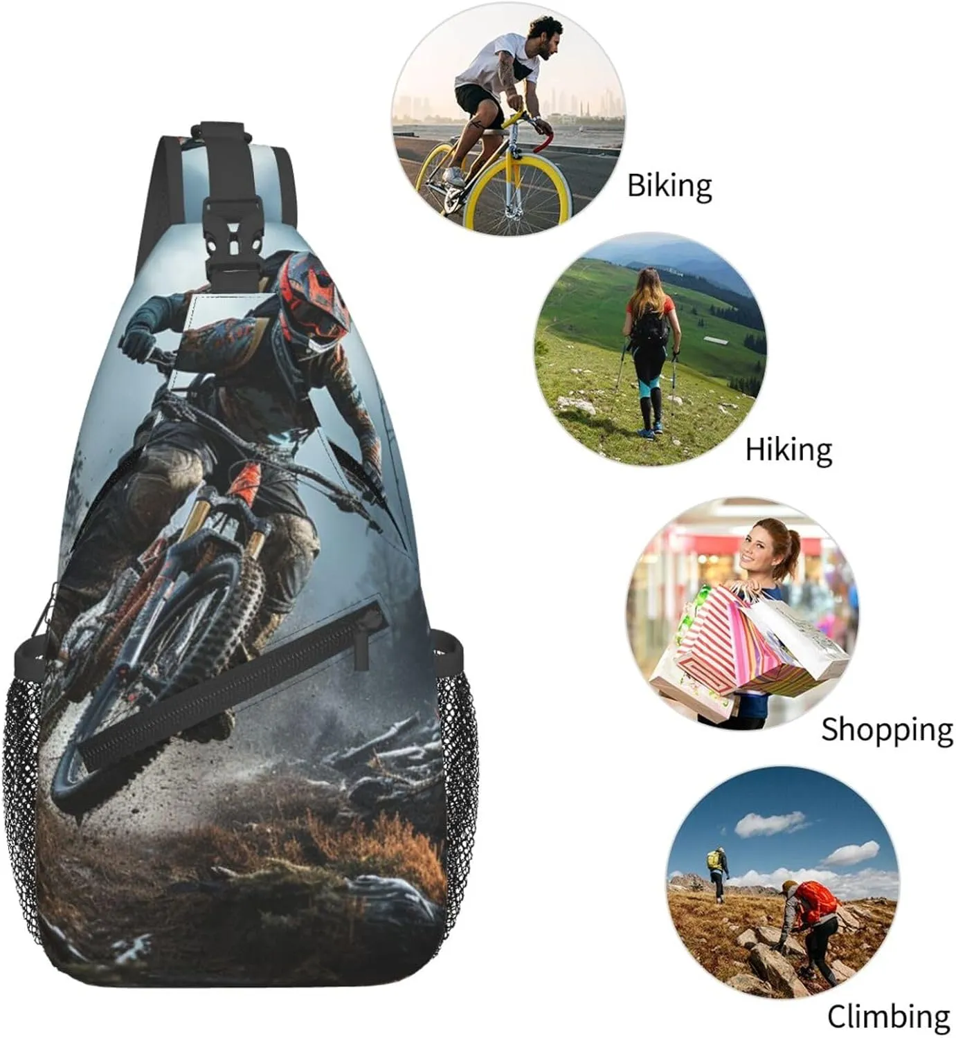 KHiry Sling Bag for Women Men Crossbody Bag Small Sling Backpack Snowy Owl Eyes Chest Bag Hiking Daypack