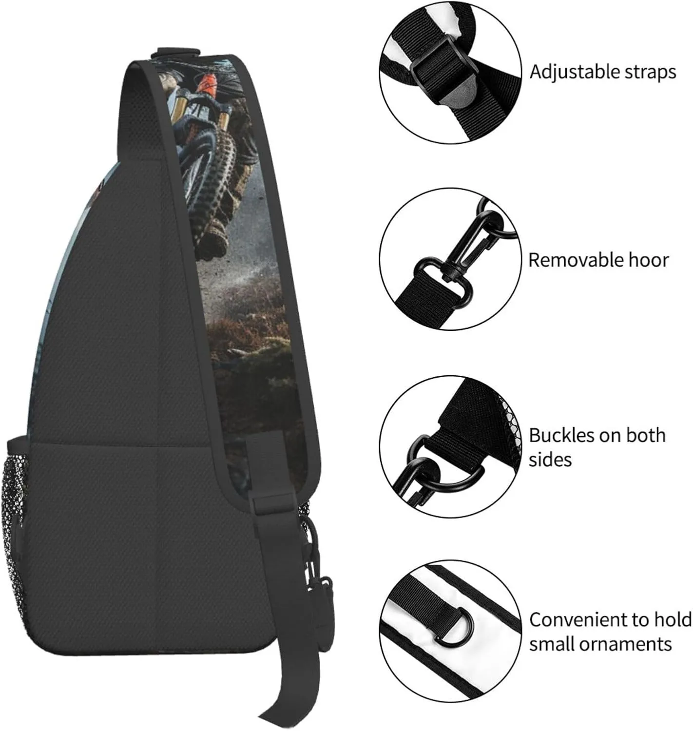 KHiry Sling Bag for Women Men Crossbody Bag Small Sling Backpack Snowy Owl Eyes Chest Bag Hiking Daypack