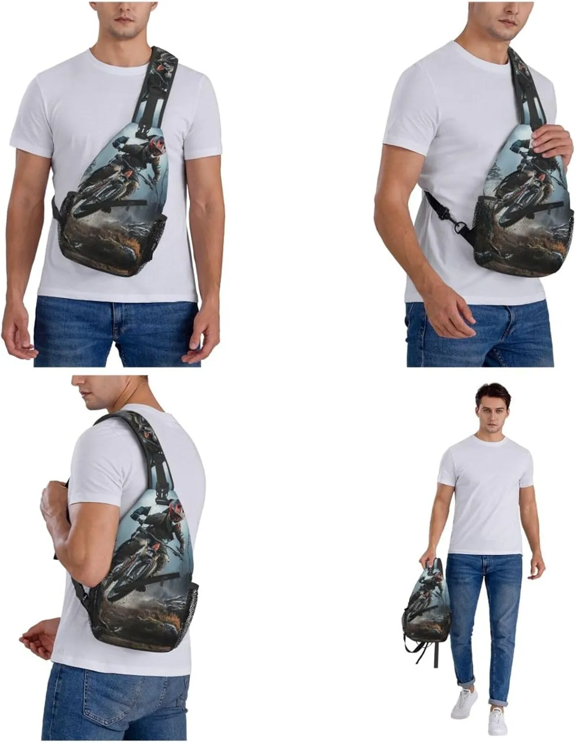 KHiry Sling Bag for Women Men Crossbody Bag Small Sling Backpack Snowy Owl Eyes Chest Bag Hiking Daypack
