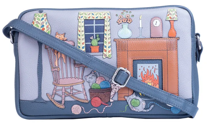 Knitting Cats Midi Cross Body Bag