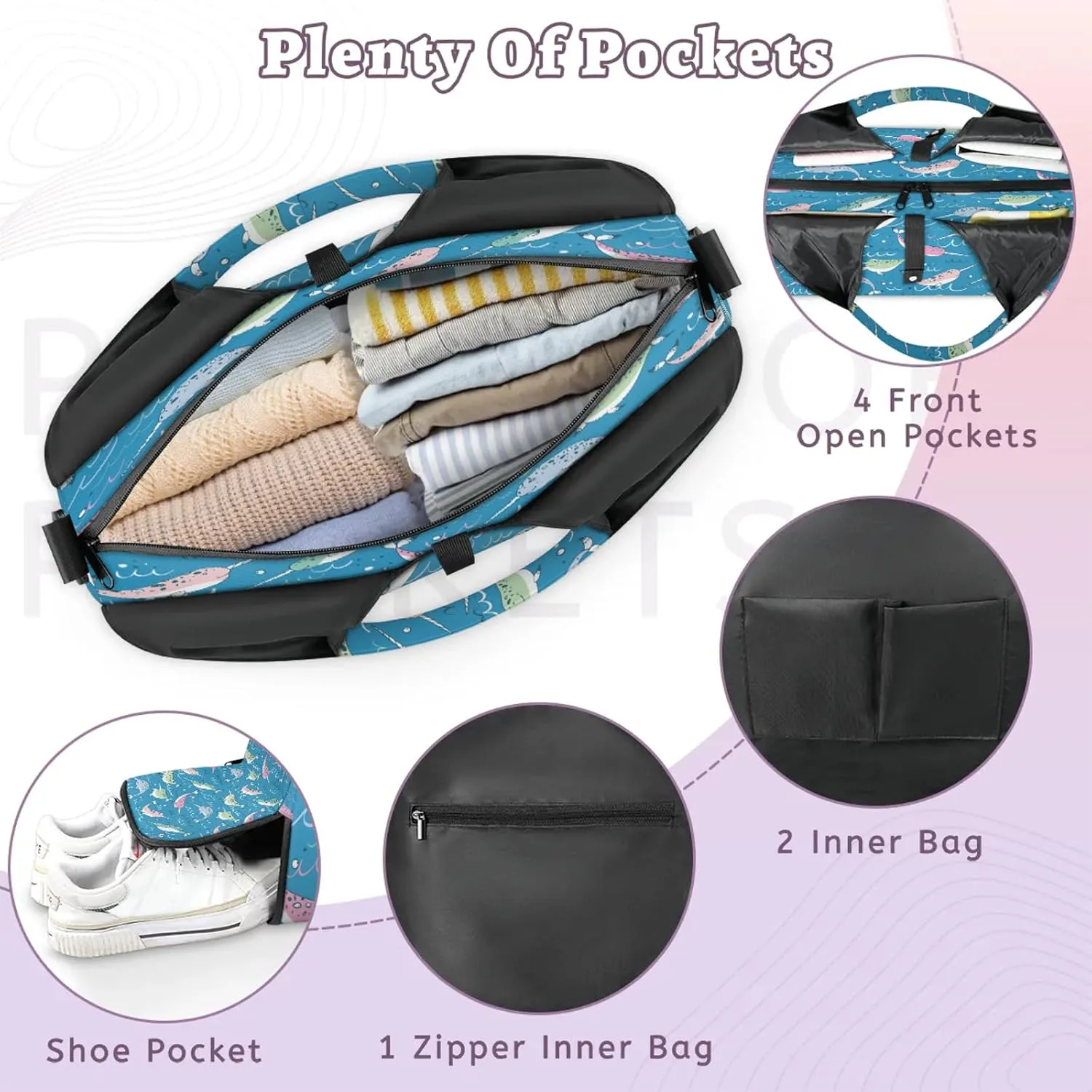 KOBLEN Yoga Gym Bags for Women Duffel Bag with Shoe Compartment and Yoga Mat Portable Weekender Bags for Pilates Travel Offices Workout Beach