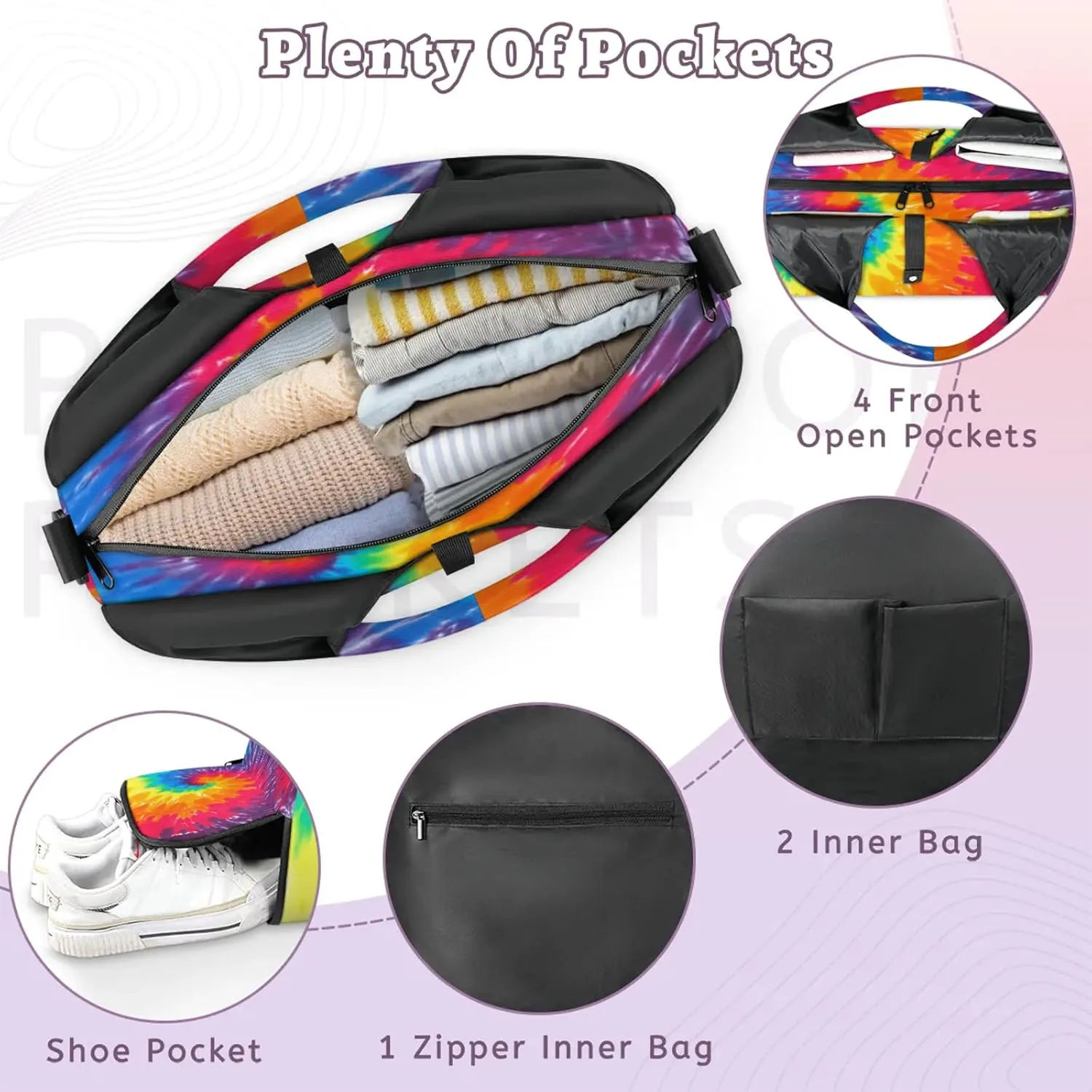 KOBLEN Yoga Gym Bags for Women Duffel Bag with Shoe Compartment and Yoga Mat Portable Weekender Bags for Pilates Travel Offices Workout Beach