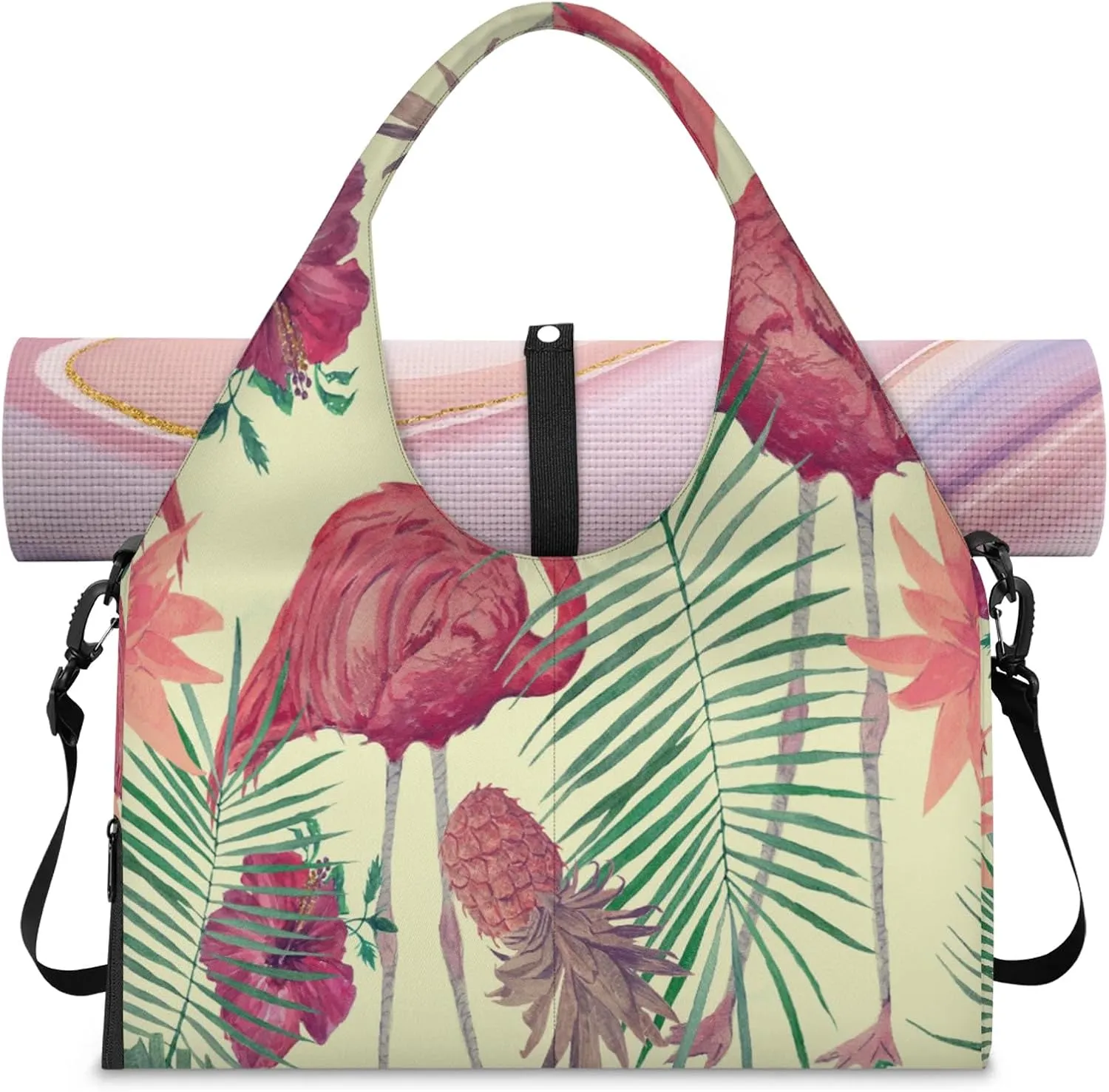 KOBLEN Yoga Gym Bags for Women Duffel Bag with Shoe Compartment and Yoga Mat Portable Weekender Bags for Pilates Travel Offices Workout Beach