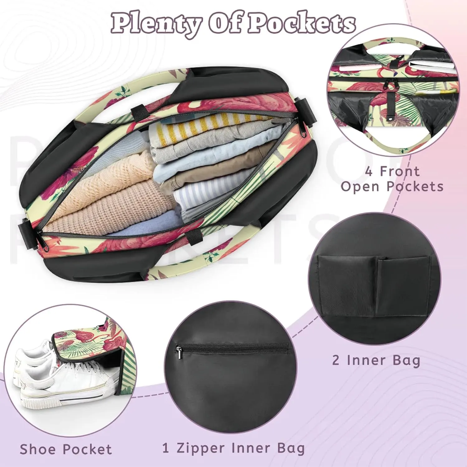 KOBLEN Yoga Gym Bags for Women Duffel Bag with Shoe Compartment and Yoga Mat Portable Weekender Bags for Pilates Travel Offices Workout Beach