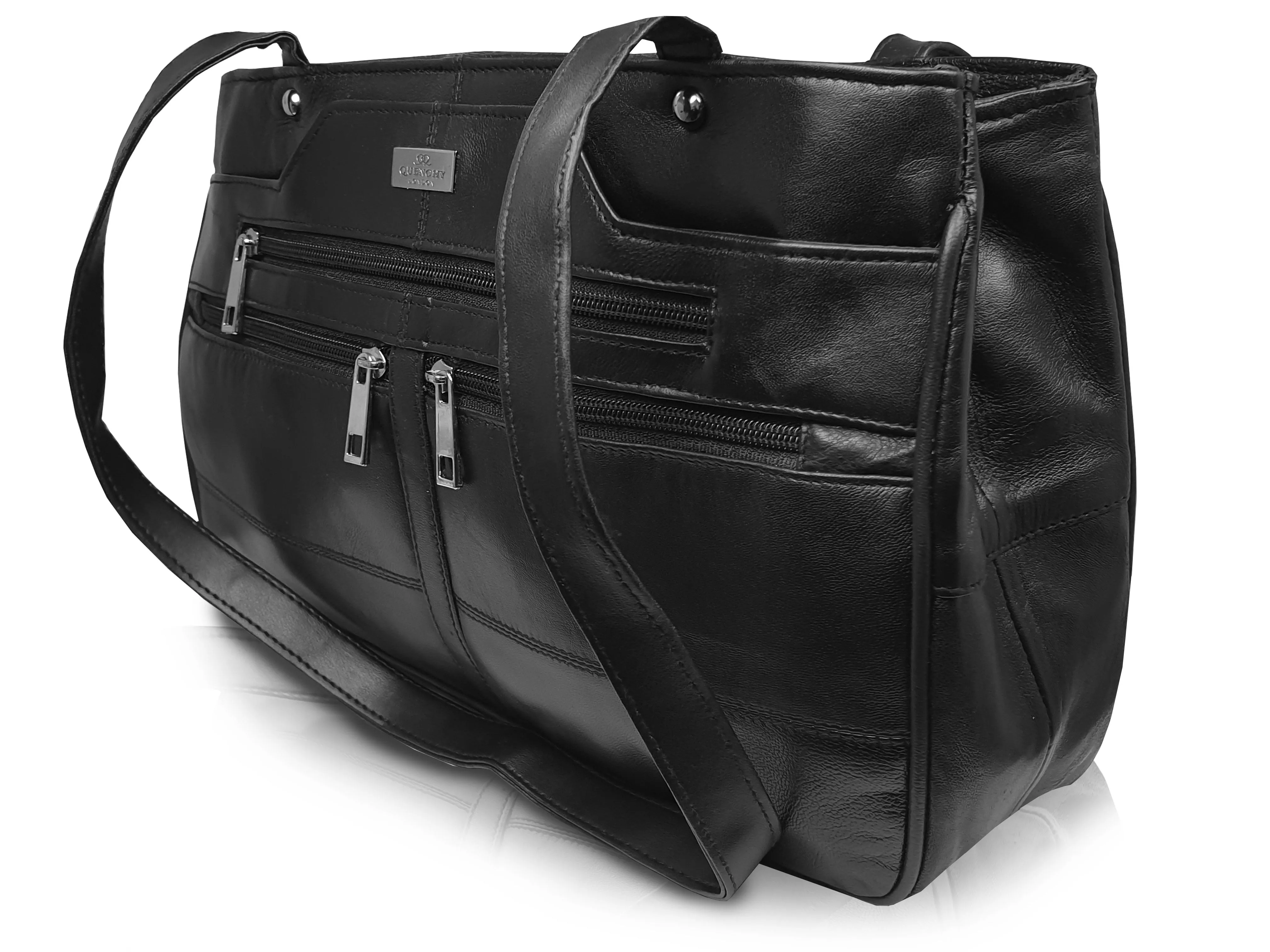 Ladies Black Real Leather Handbag - Women's Designer Shoulder Bag QL172