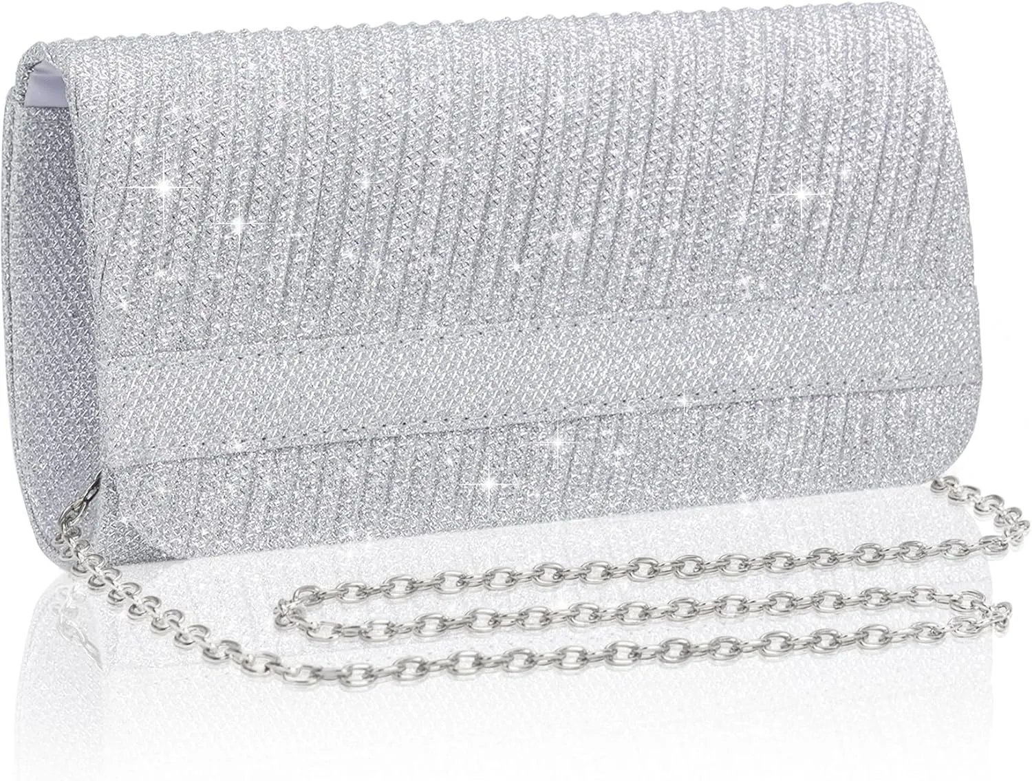 Larcenciel Elegant Evening Clutch Purse for Woman with Chain Strap for Party, Wedding, Prom, Formal Event, 8 x 4 x 2.4 inches