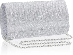 Larcenciel Elegant Evening Clutch Purse for Woman with Chain Strap for Party, Wedding, Prom, Formal Event, 8 x 4 x 2.4 inches