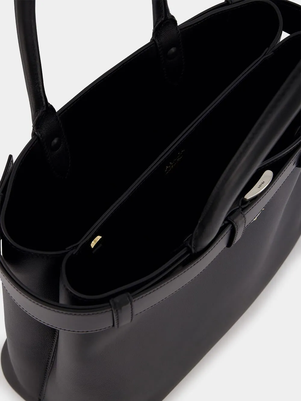 Large Buckled Leather Handbag