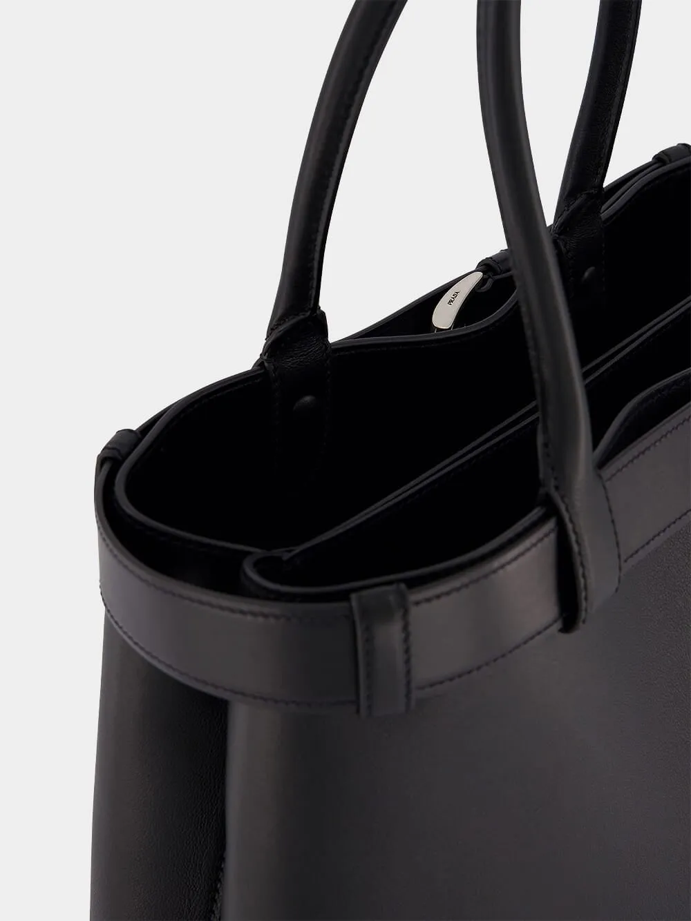 Large Buckled Leather Handbag