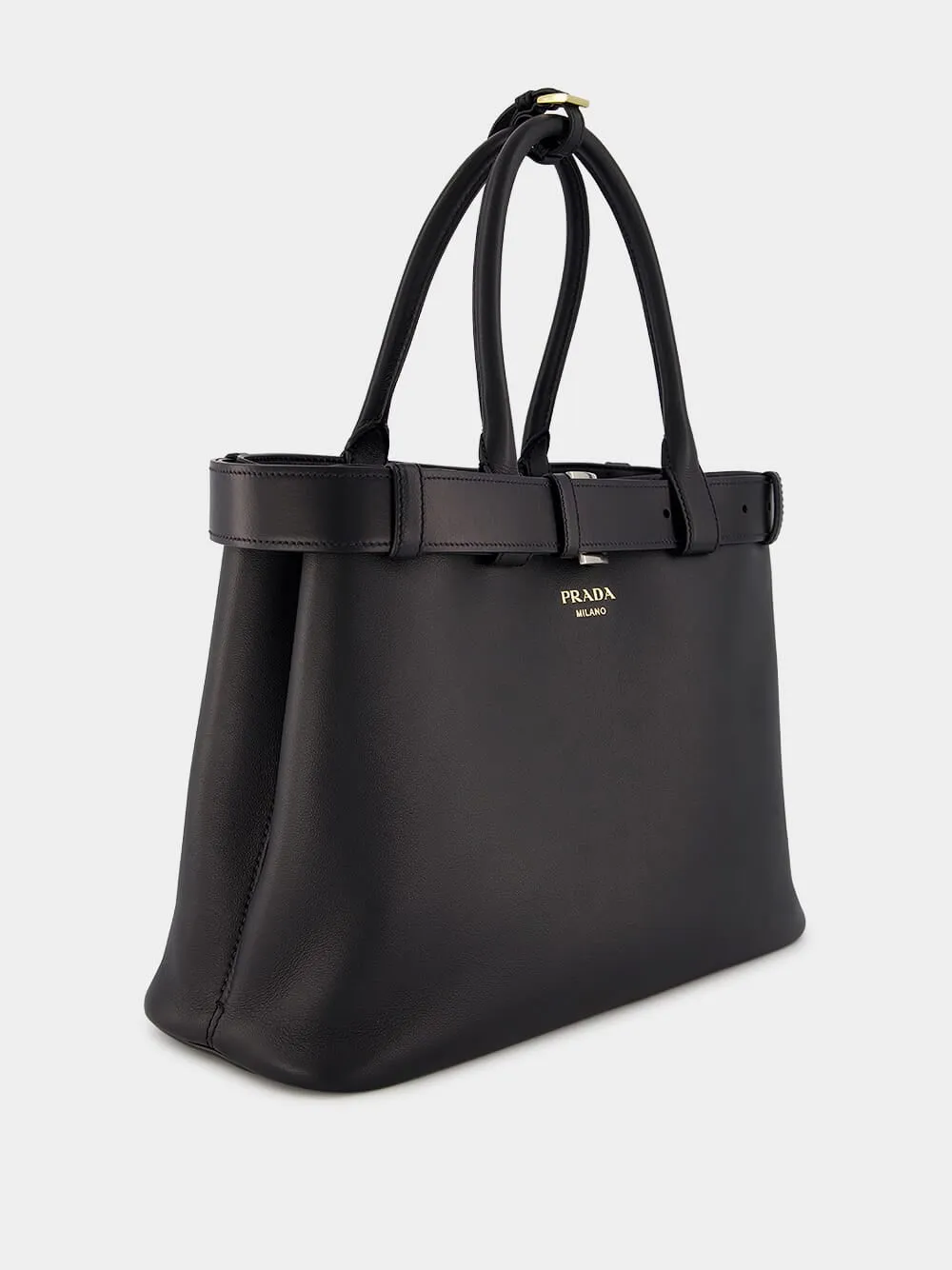Large Buckled Leather Handbag