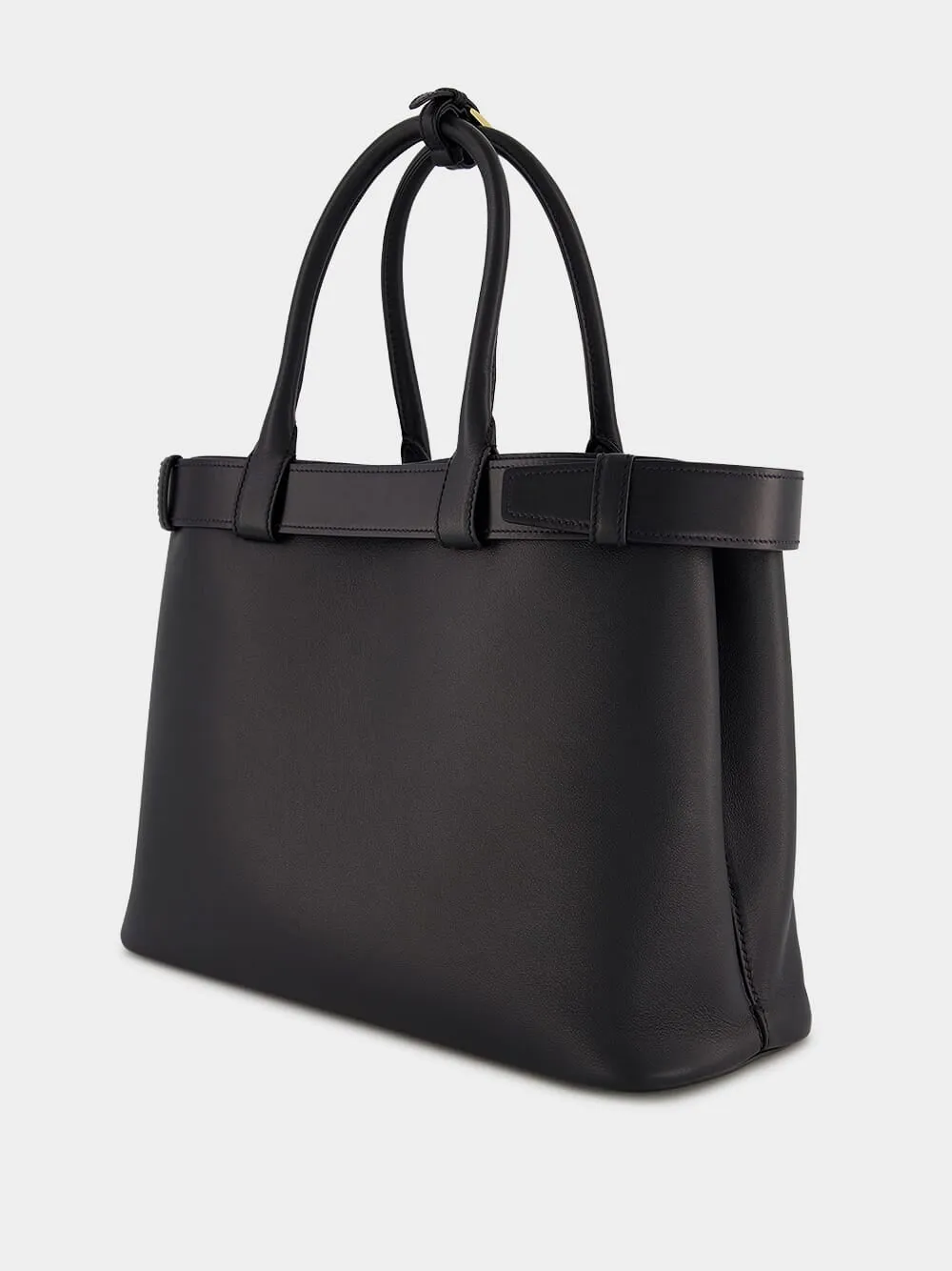 Large Buckled Leather Handbag
