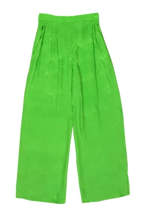 Laurent w/ 4 Yves Neon Seamless delivery Green Straight Print Tropical Leg Slits Sz - Pants Jacquard Member-exclusive Saint