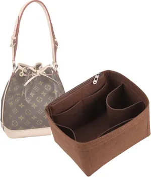 Lckaey Purse Organizer insert for LV NOE BB Petit NOE NM storage bag Organizer With Zipped pocket Y059coffee-Medium