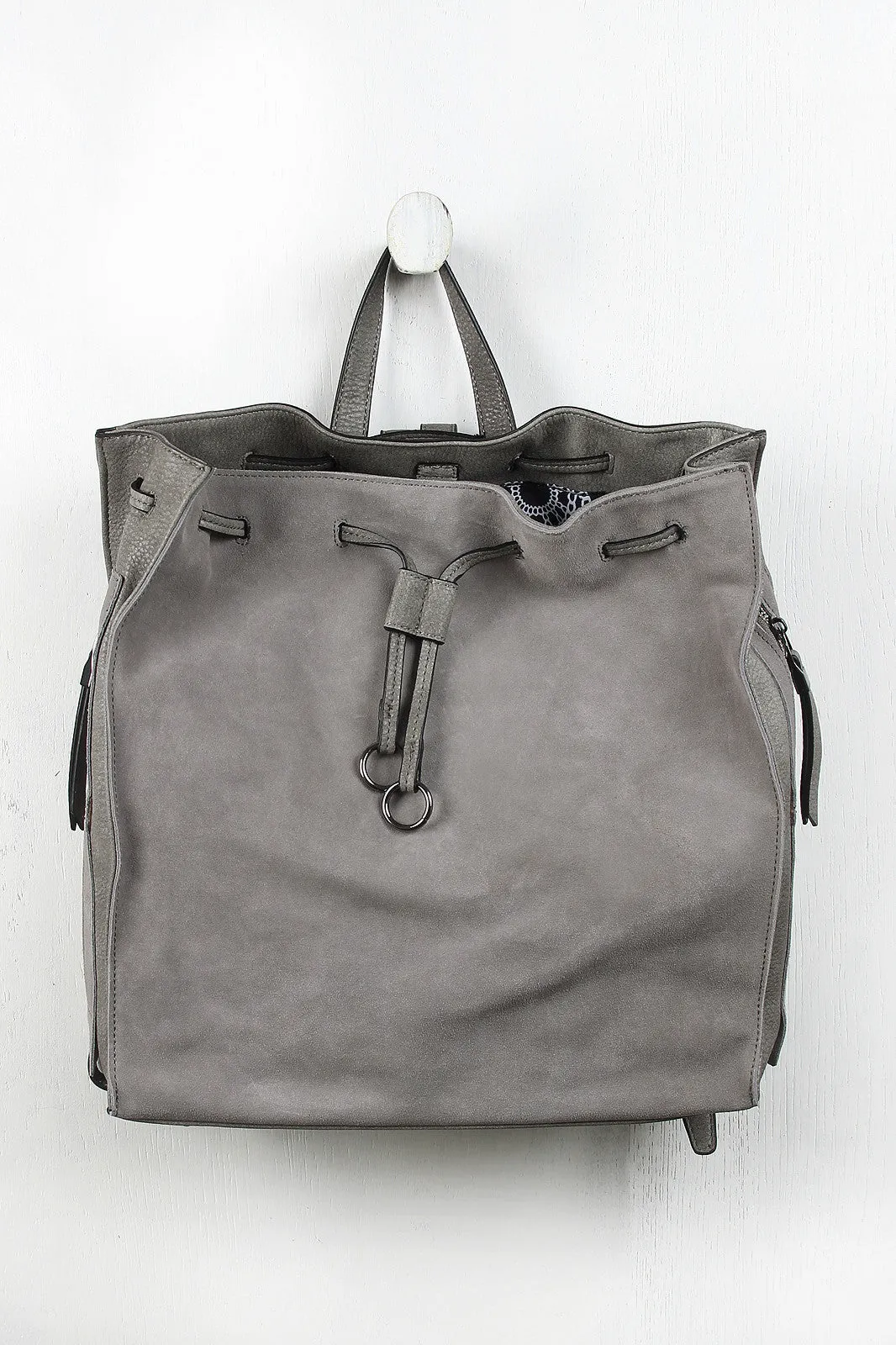 Leather And Suede Voice-controlled Boxy Highly-rated Backpack Drawstring