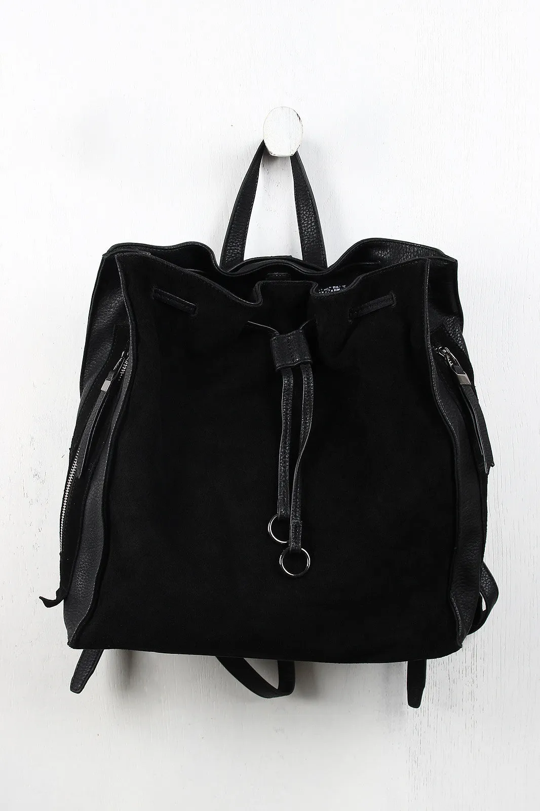 Leather And Suede Voice-controlled Boxy Highly-rated Backpack Drawstring