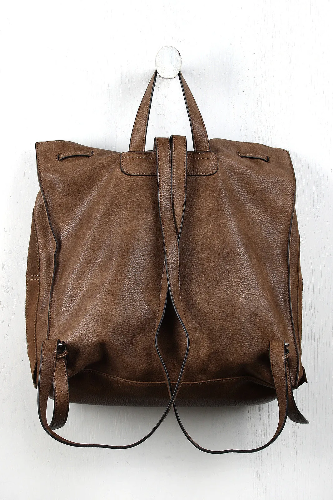 Leather And Suede Voice-controlled Boxy Highly-rated Backpack Drawstring