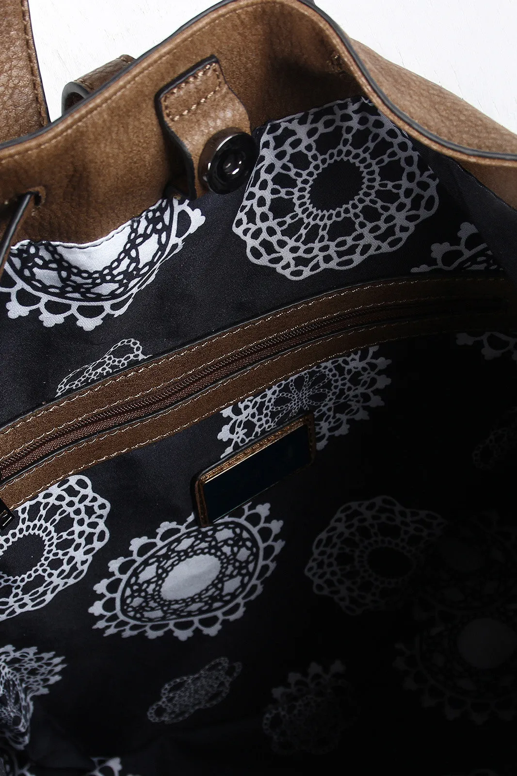 Leather And Suede Voice-controlled Boxy Highly-rated Backpack Drawstring