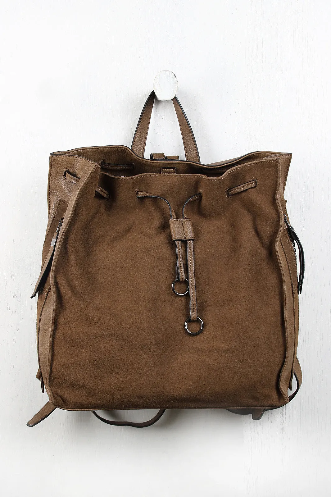Leather And Suede Voice-controlled Boxy Highly-rated Backpack Drawstring