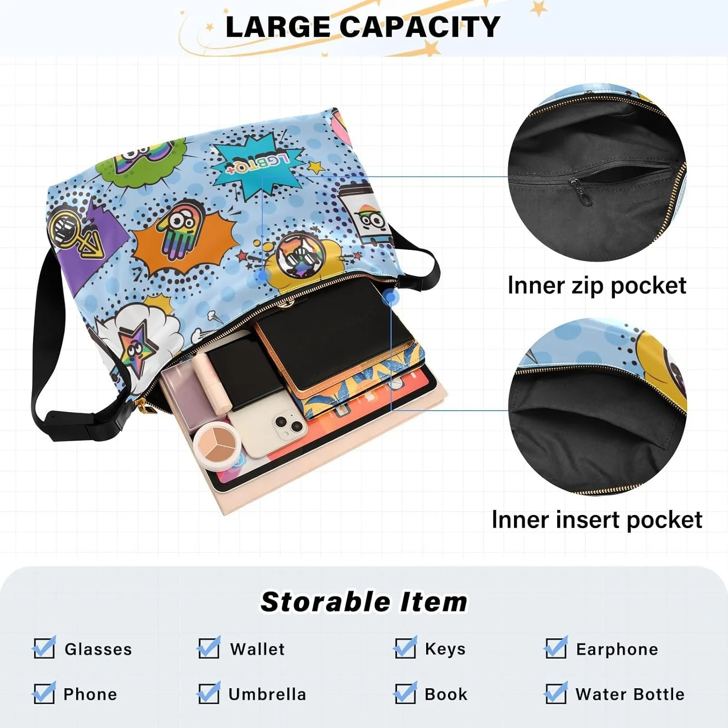 Leather Crossbody Bags for Women Crossbody Purse with Guitar Strap Zipped Pockets Handbag Shoulder Bag Multicolor 1