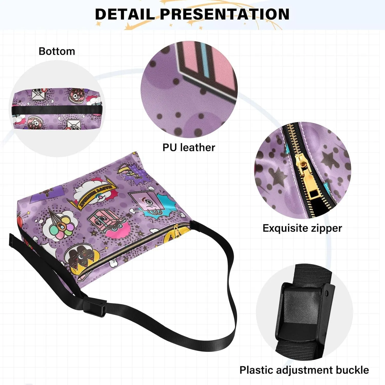 Leather Crossbody Bags for Women Crossbody Purse with Guitar Strap Zipped Pockets Handbag Shoulder Bag Multicolor 1