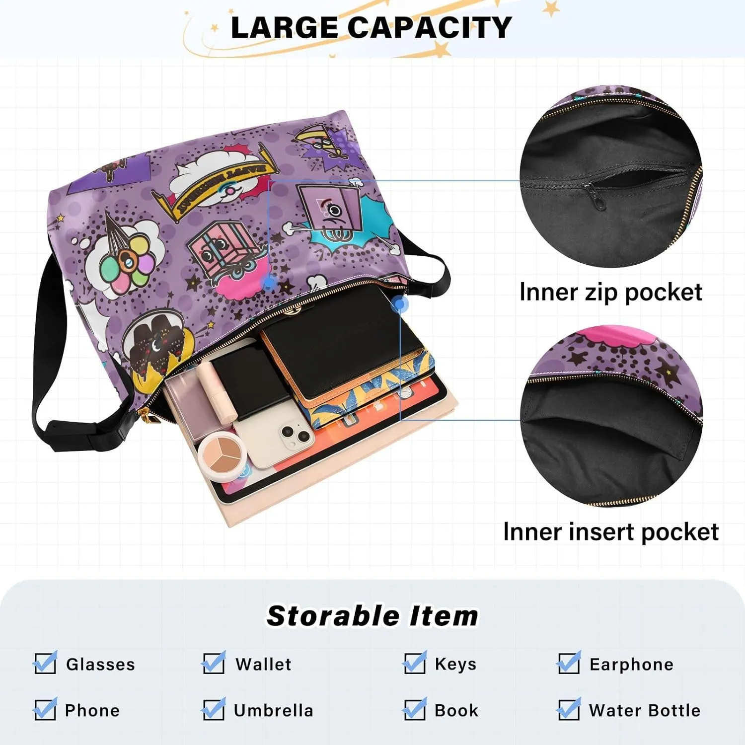 Leather Crossbody Bags for Women Crossbody Purse with Guitar Strap Zipped Pockets Handbag Shoulder Bag Multicolor 1