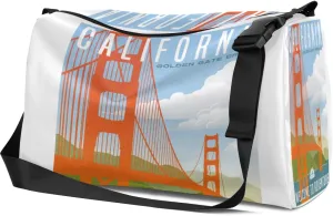 Leather Sport Gym Bag Landscape Landmark Design Weekender Bag for Women and Men Carry On Bag Golden Gate Bridge Travel Duffel Bag