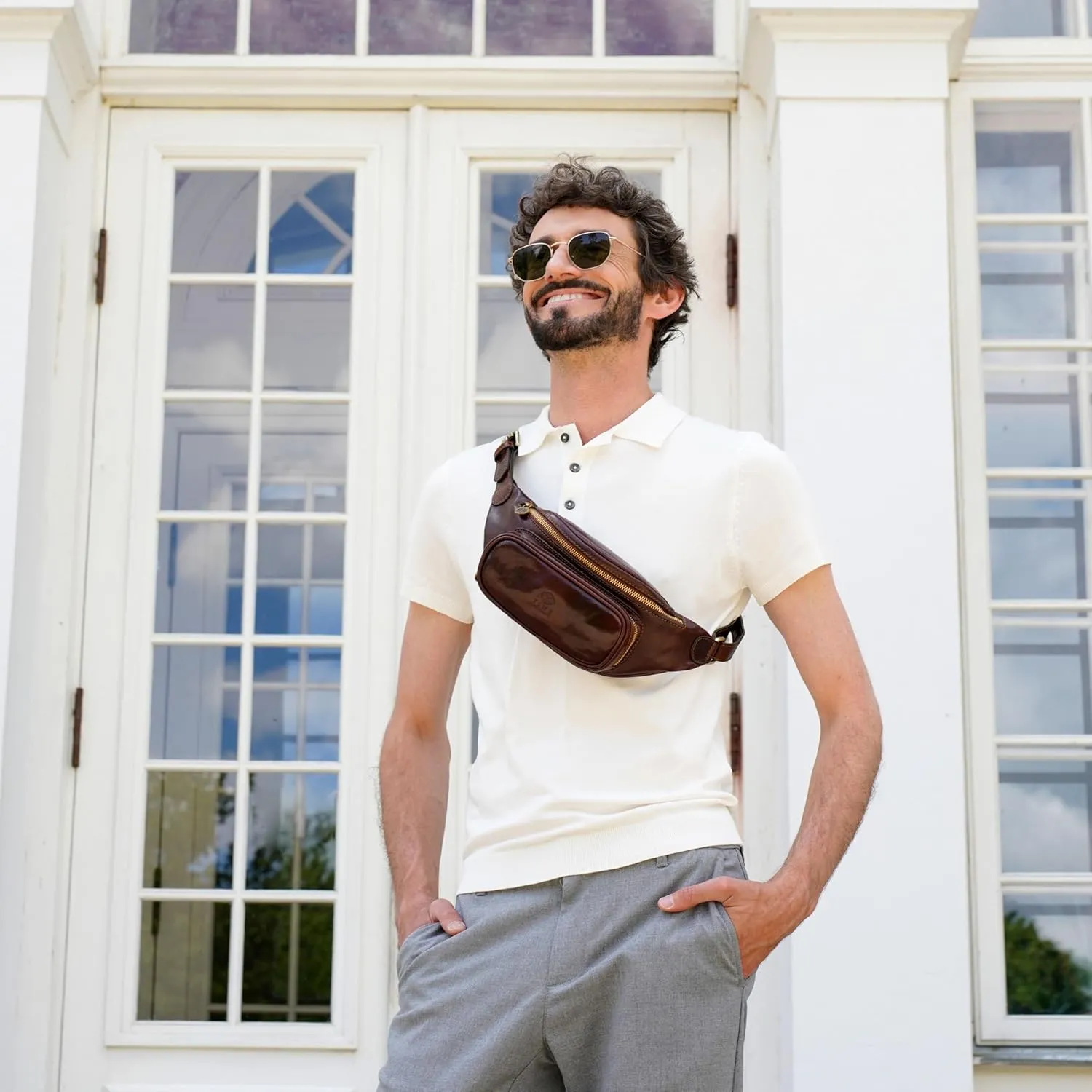Leather Waist Pack | Belly Bag | Waist Bag| Leather Belt Bag | Leather Fanny Pack Handmade in Italy – Time Resistance