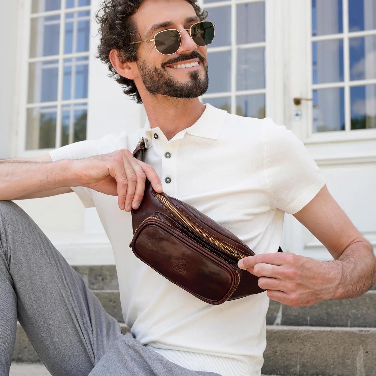 Leather Waist Pack | Belly Bag | Waist Bag| Leather Belt Bag | Leather Fanny Pack Handmade in Italy – Time Resistance