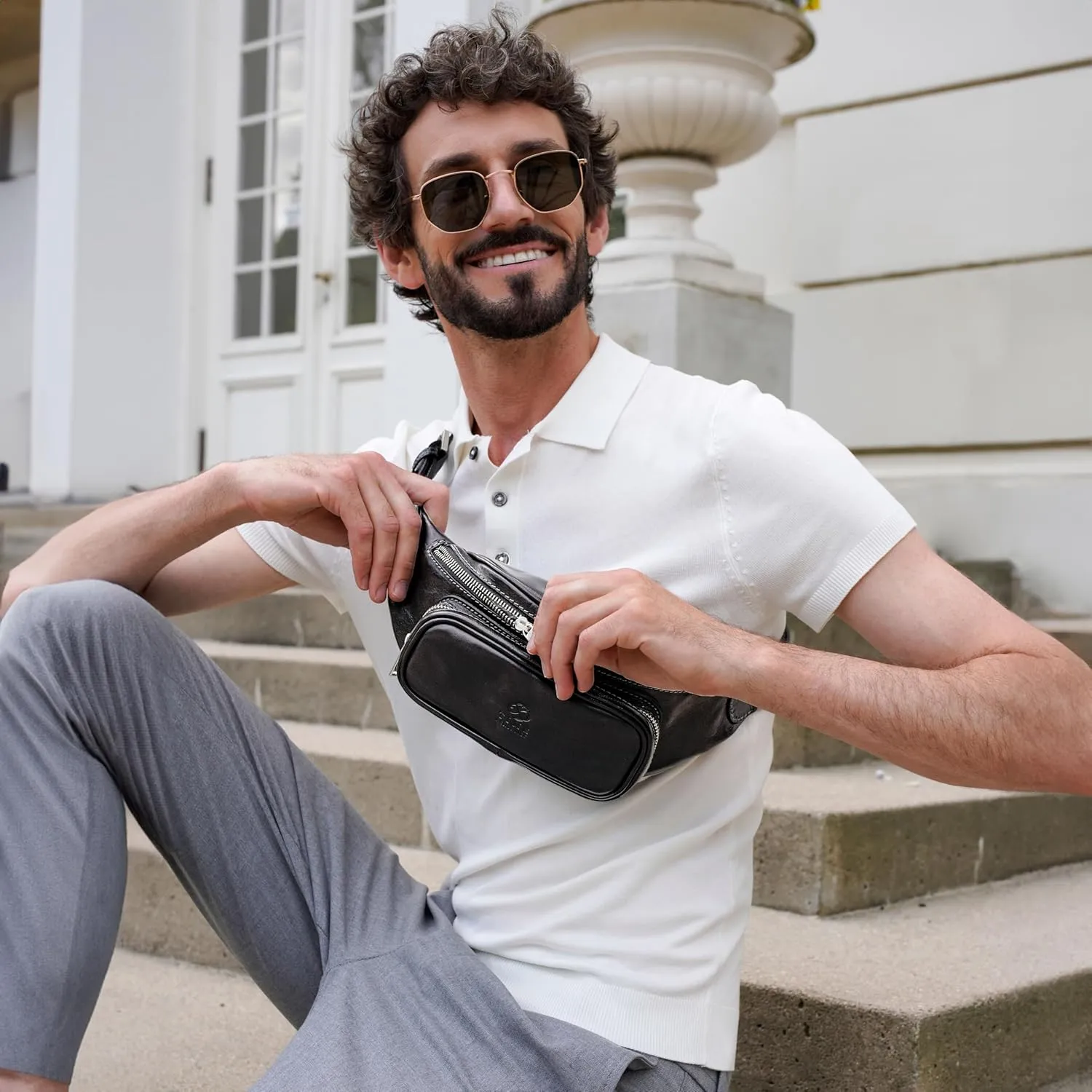 Leather Waist Pack | Belly Bag | Waist Bag| Leather Belt Bag | Leather Fanny Pack Handmade in Italy – Time Resistance