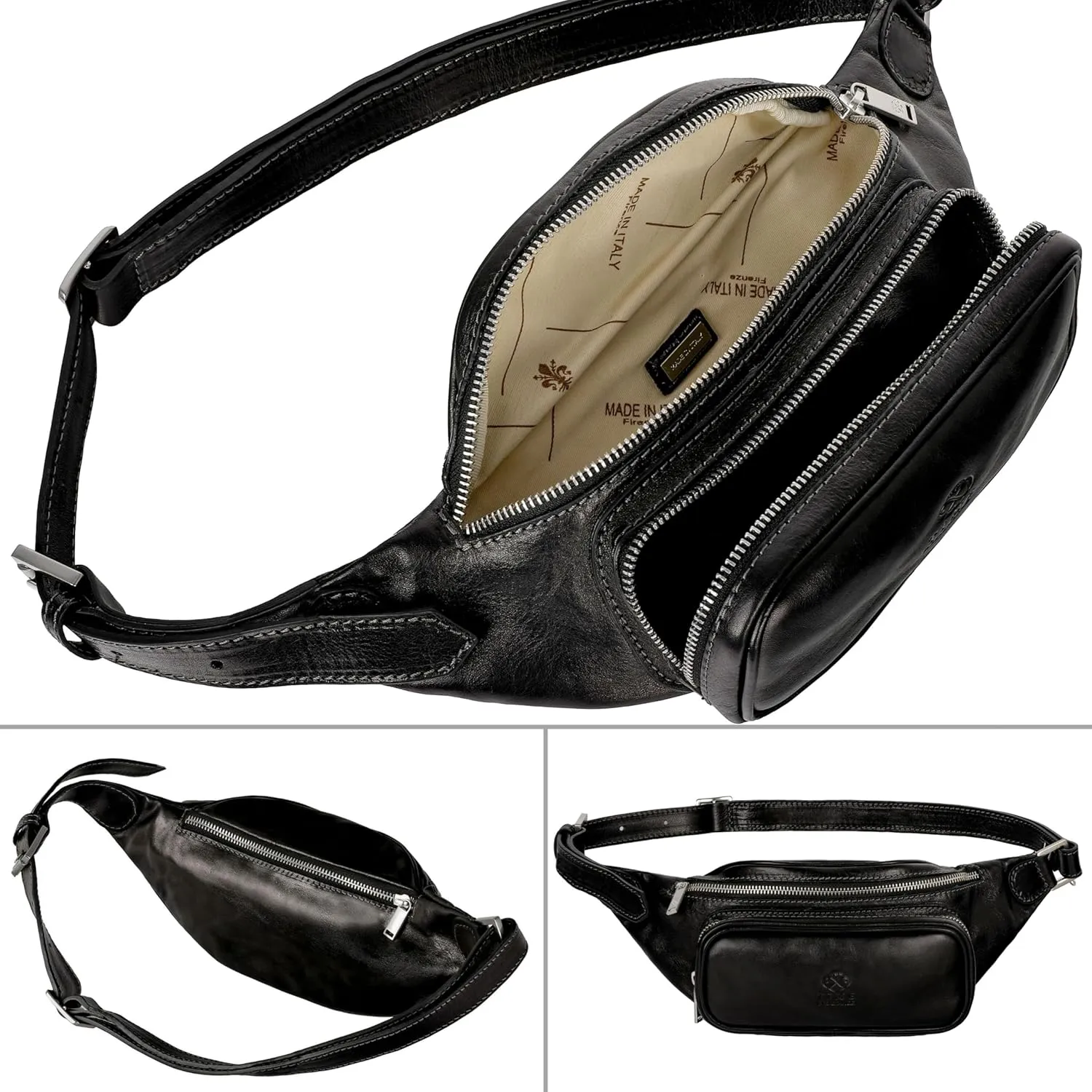 Leather Waist Pack | Belly Bag | Waist Bag| Leather Belt Bag | Leather Fanny Pack Handmade in Italy – Time Resistance