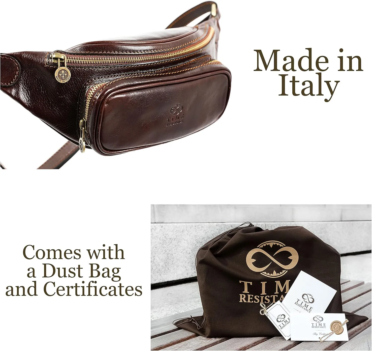 Leather Waist Pack | Belly Bag | Waist Bag| Leather Belt Bag | Leather Fanny Pack Handmade in Italy – Time Resistance
