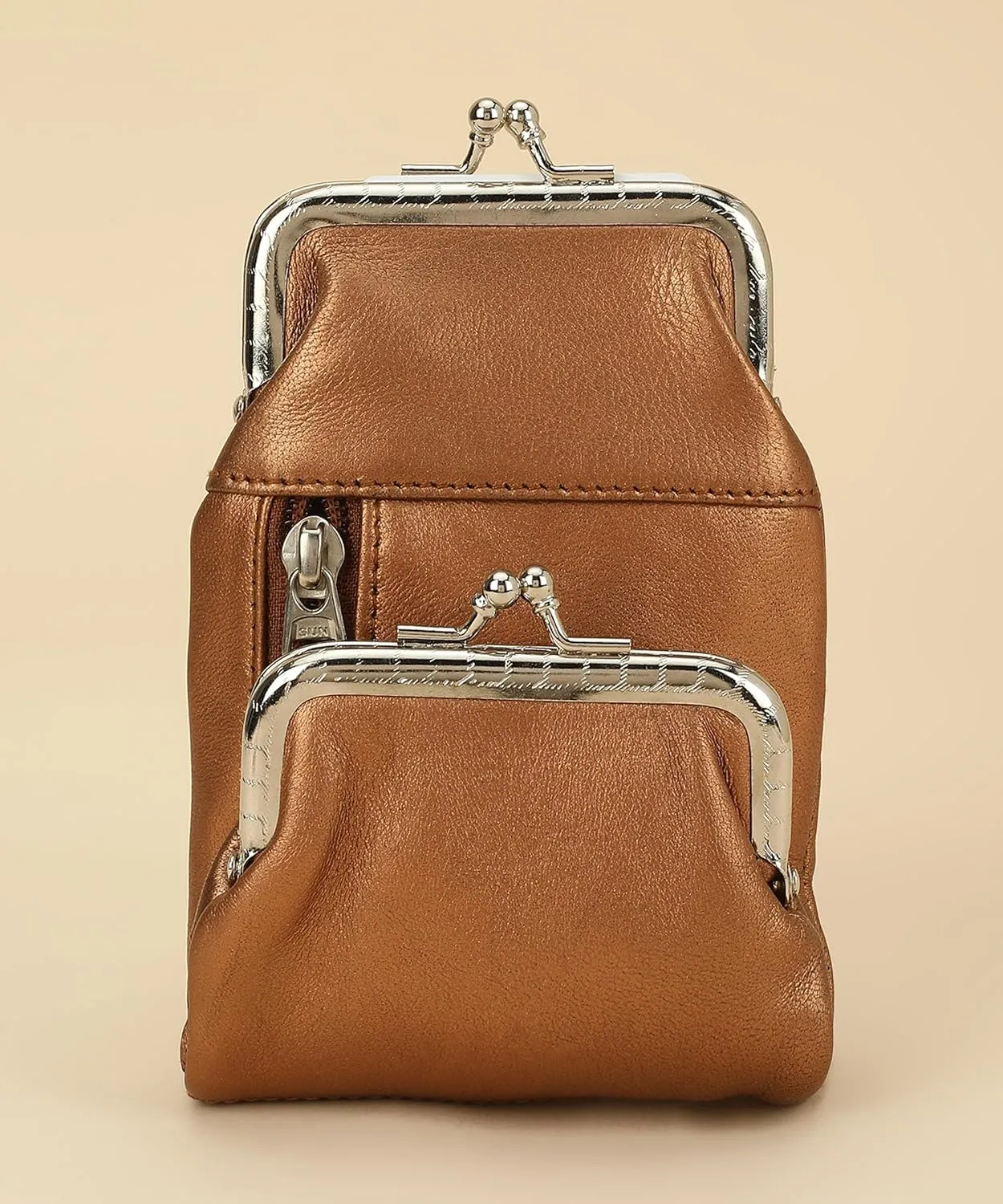 Leatherboss Leather Cigarette and Lighter Case with Hidden Zipper Pocket | Premium Handcrafted Design | Twist Clasp Closure | for Daily Use | Metallic Copper