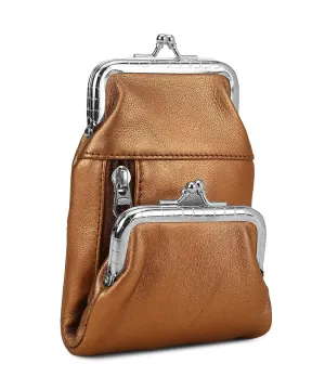 Leatherboss Leather Cigarette and Lighter Case with Hidden Zipper Pocket | Premium Handcrafted Design | Twist Clasp Closure | for Daily Use | Metallic Copper
