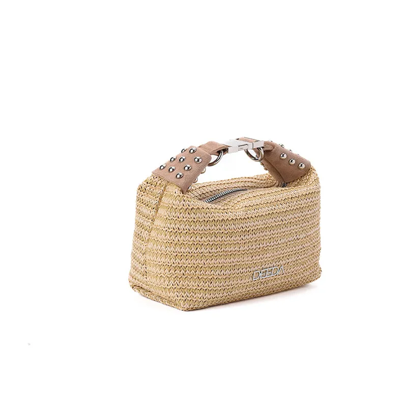 LEILA MINI HOBO - BEIGE RAFFIA