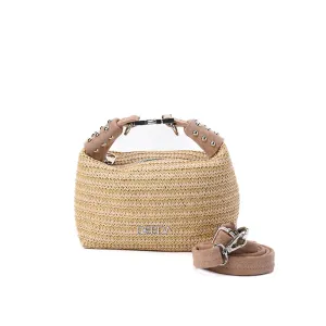 LEILA MINI HOBO - BEIGE RAFFIA