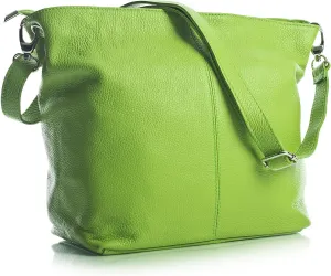 LiaTalia Womens Shoulder Bag - Soft Grained Leather - Medium Size Hobo Handbag Purse Made with 100% Italian Leather - ADAL