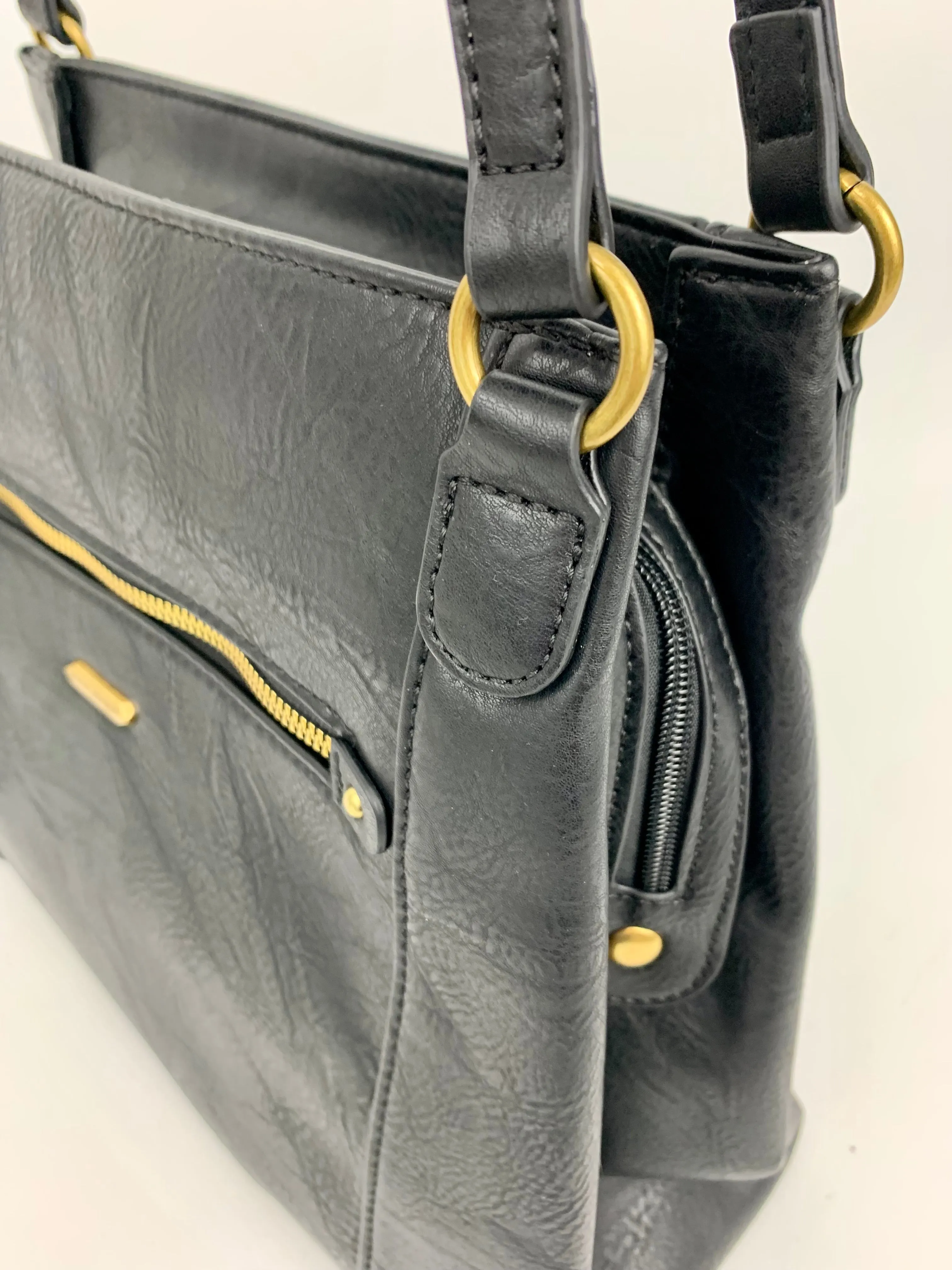 LOS ANGELES - faux leather large trapeze shoulder handbag