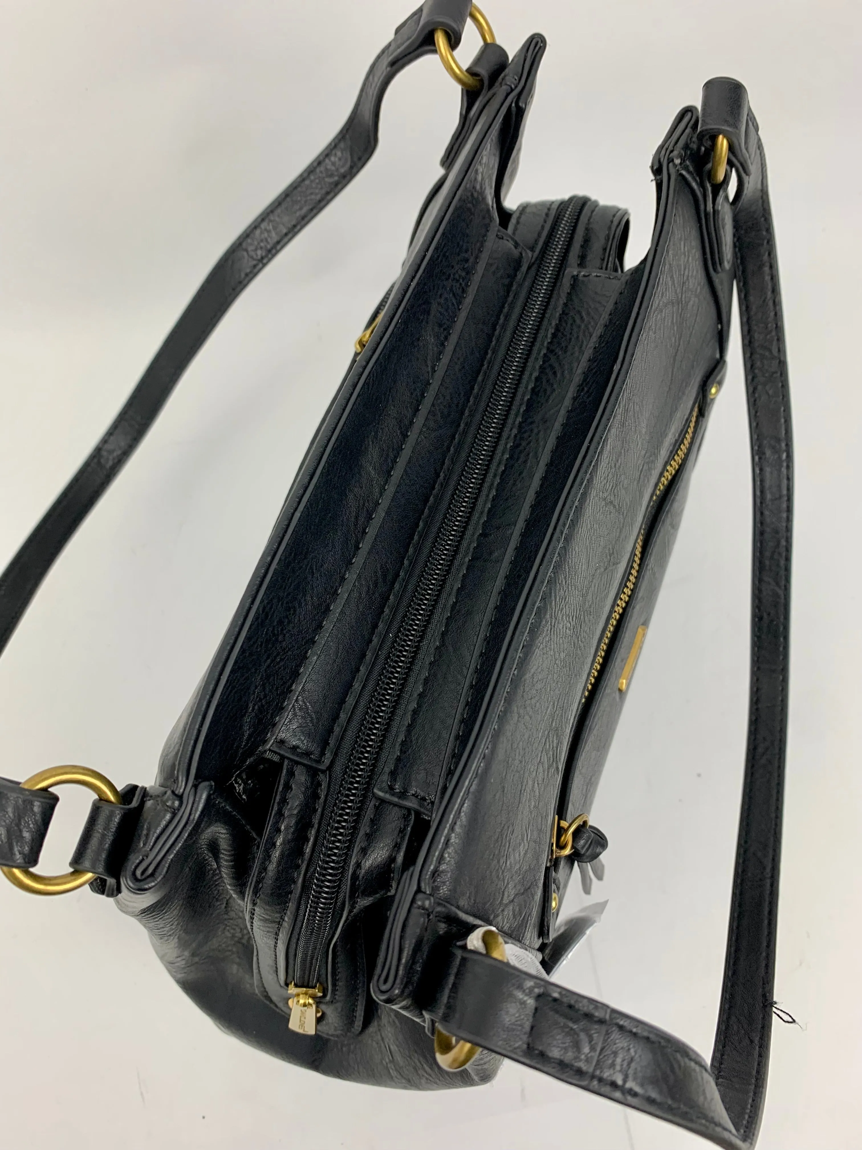 LOS ANGELES - faux leather large trapeze shoulder handbag
