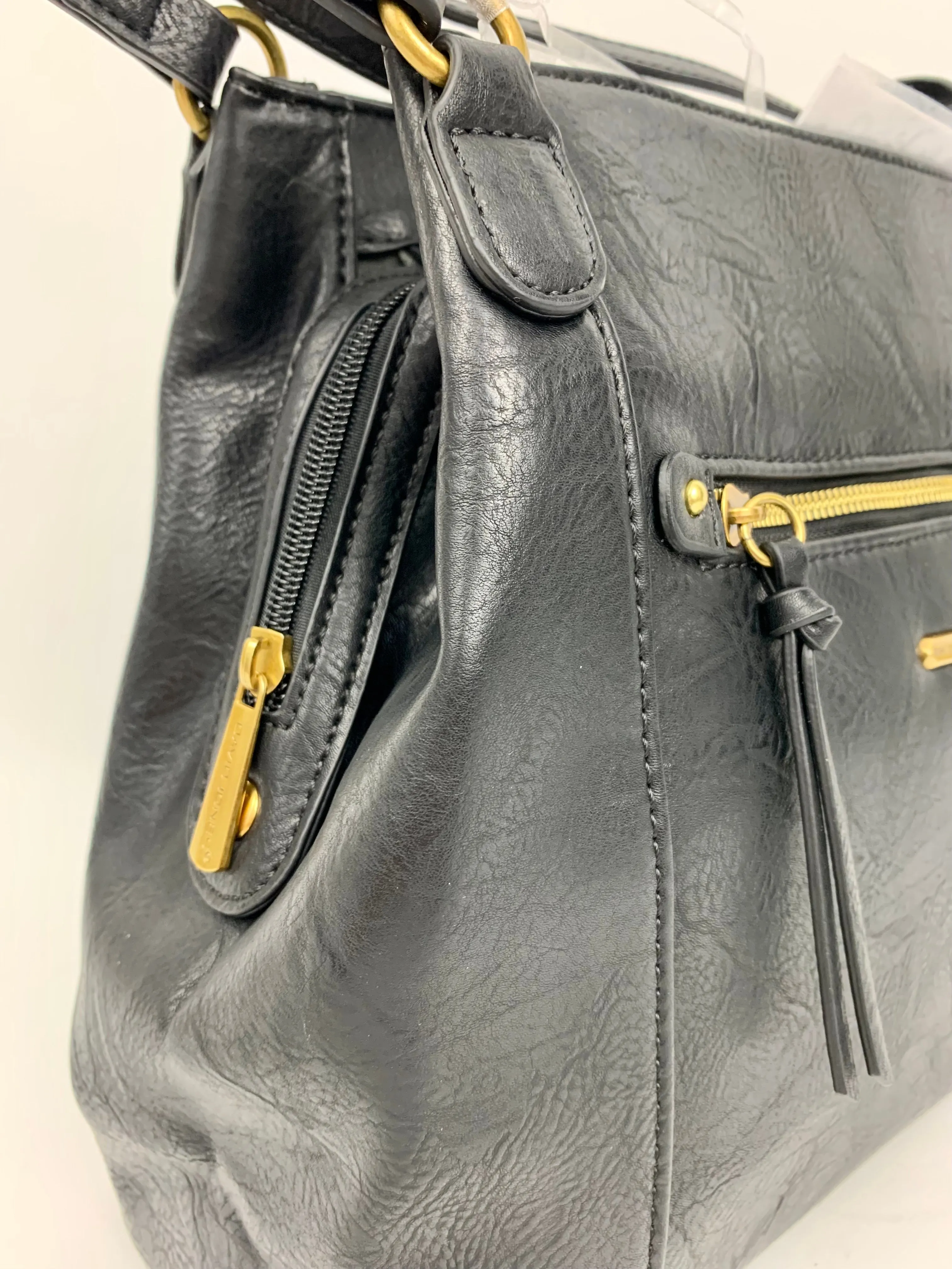 LOS ANGELES - faux leather large trapeze shoulder handbag