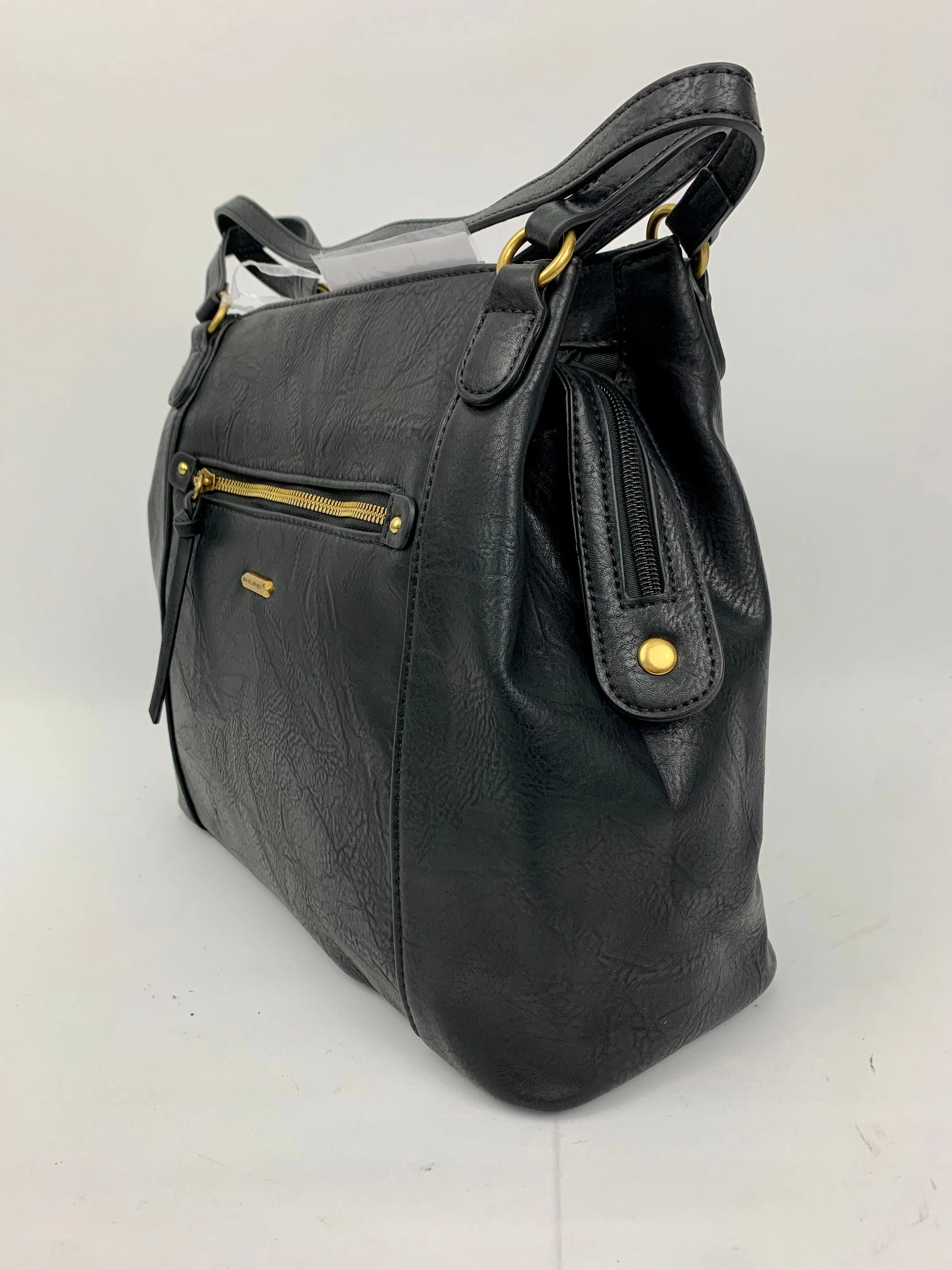 LOS ANGELES - faux leather large trapeze shoulder handbag