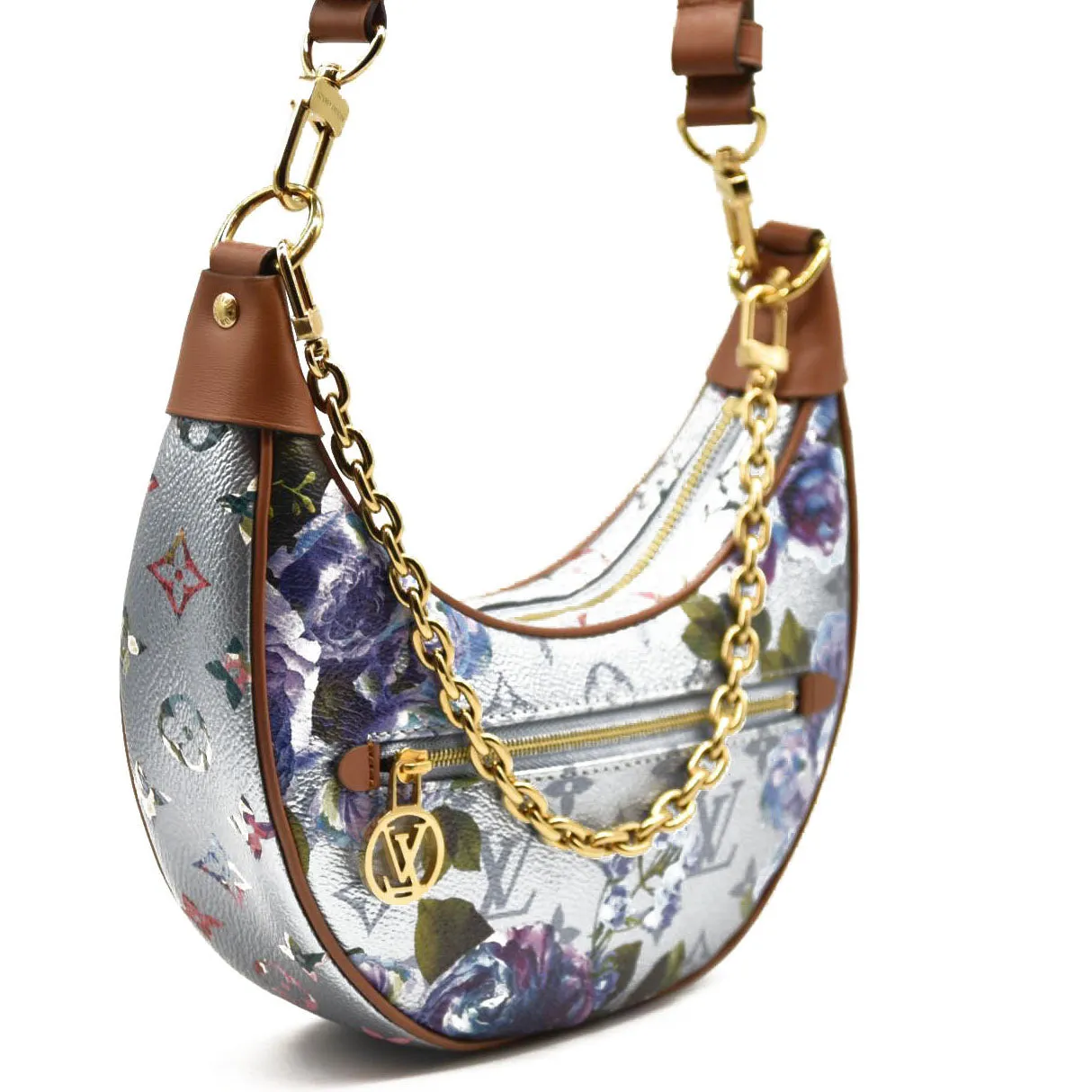LOUIS VUITTON Metallic Monogram LV Garden Loop PM Blue