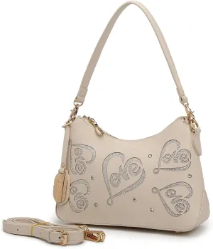 Love Rhinestone Hobo Bag, Elegant and Chic Shoulder Handbag for Women Leather Resistant Purse