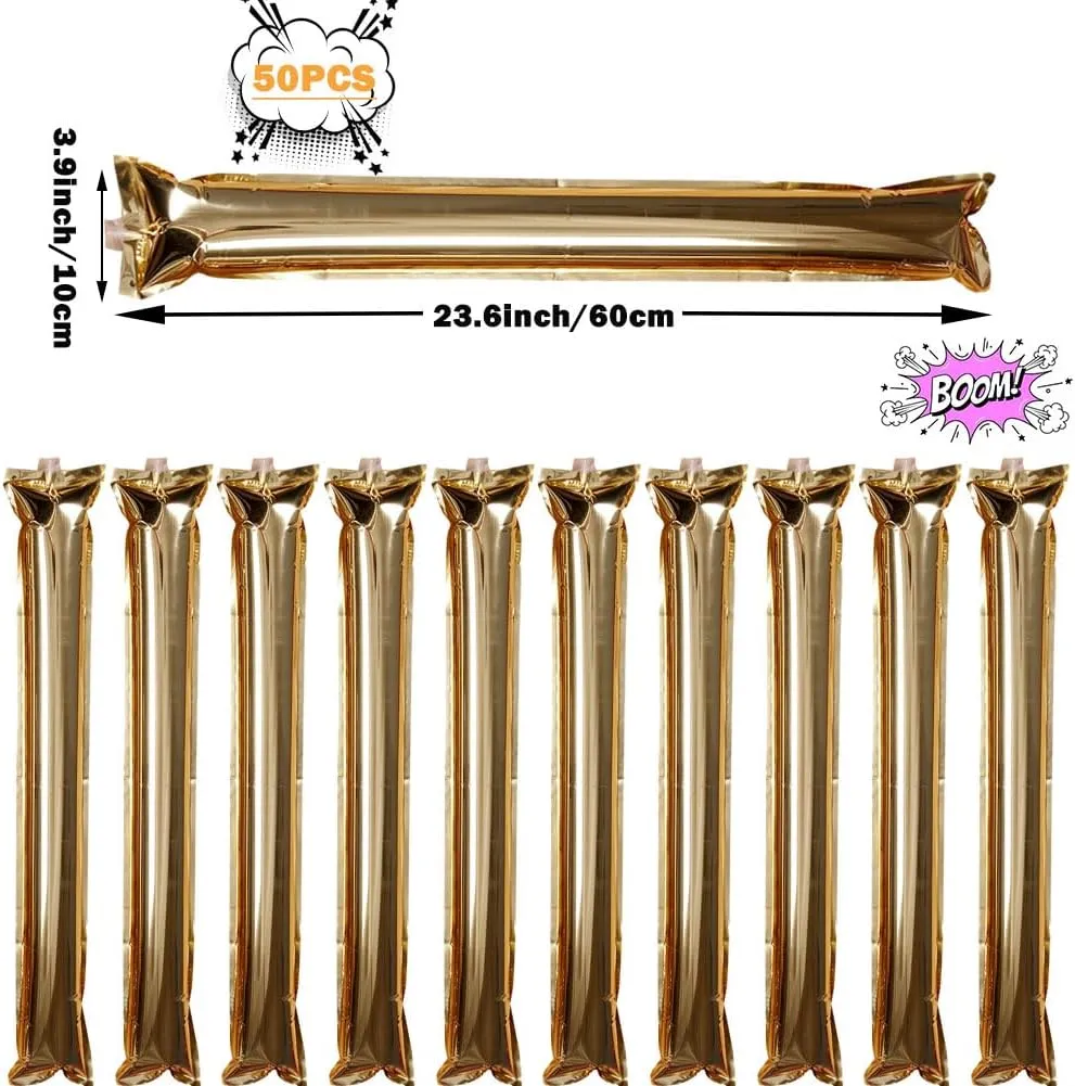 Lovecheer 50PCS Thunder Sticks Thicken Cheering Sticks Plastic Inflatable Noise Makers for Sports Team Spirit Party