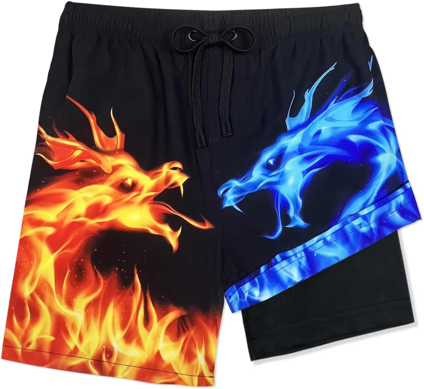 LUCOWEE Boys Swim Trunks Zipper Pockets Compression Liner Anti Chafe Swimsuit Bathing Beach Shorts Surf Quick Dry UPF 50 