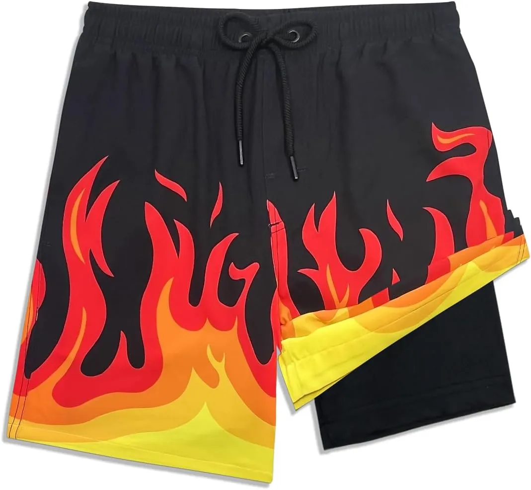 LUCOWEE Mens Swim Trunks Comfortable Compression Liner Swim Shorts Zipper Pockets Quick Dry 7" Inseam Bathing Suit Swimsuits
