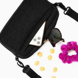 Lucy & Co. Crossbody Treat Pouch, Fanny Pack, Shoulder Bag - Wear 3 Ways, Hidden Poop Bag Dispenser, Zip Treat & Phone Pocket, Dog Accessories (Black)